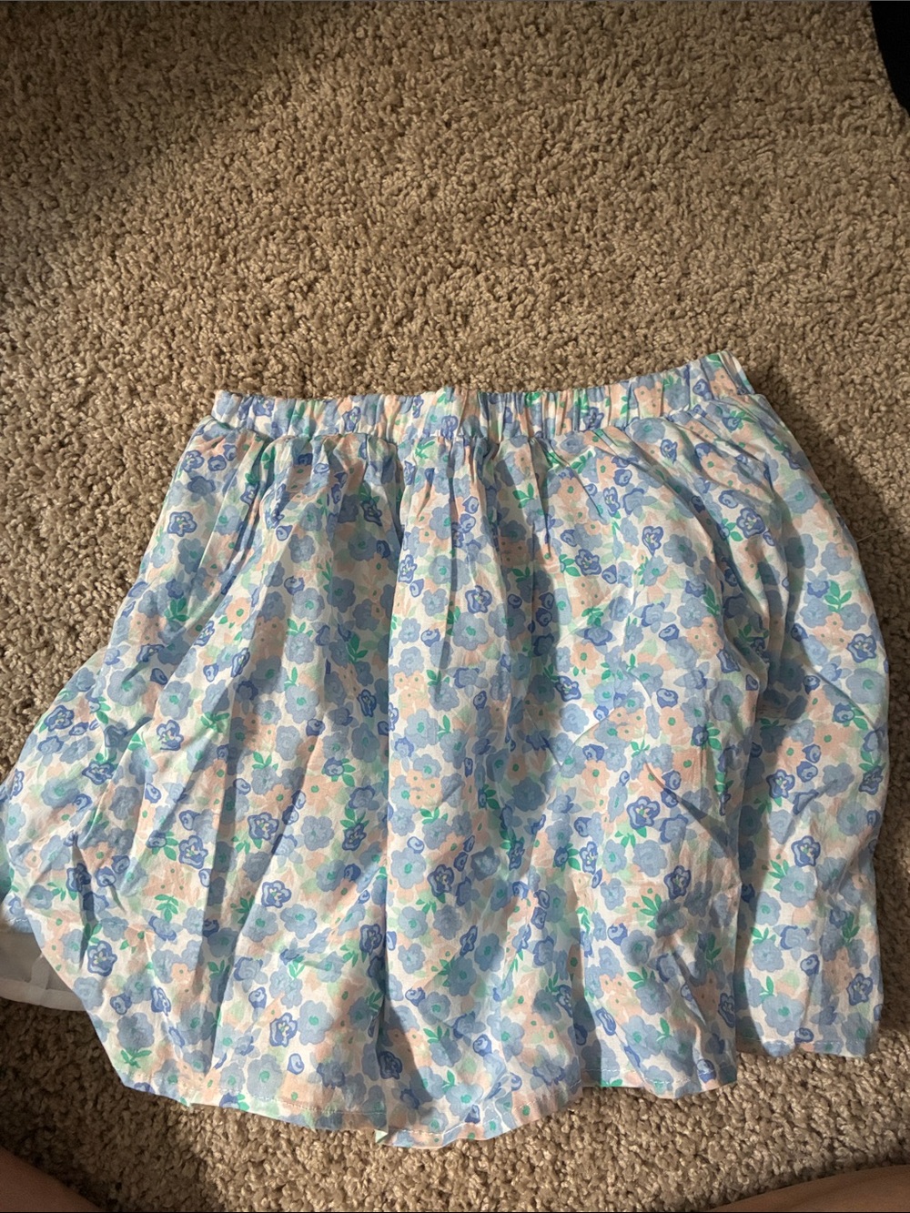 Floral A-Line Mini Skirt in Light Blue and Pastel